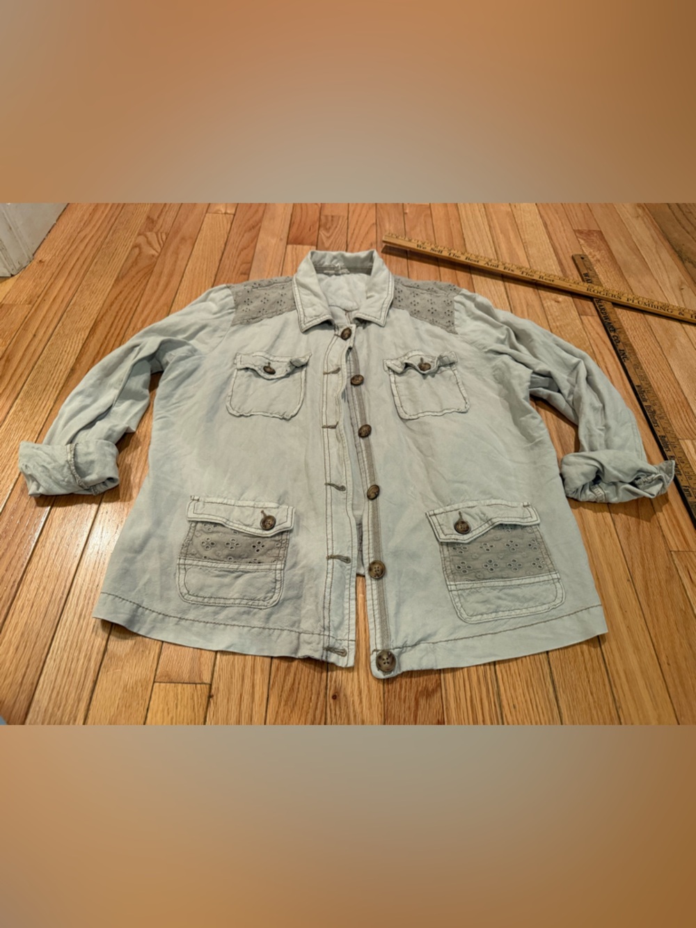 Maurices Light Tan Utility Lace Jacket Pockets travel safari size XL - Picture 2 of 10